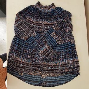 Current air floral pleated cold shoulder blouse